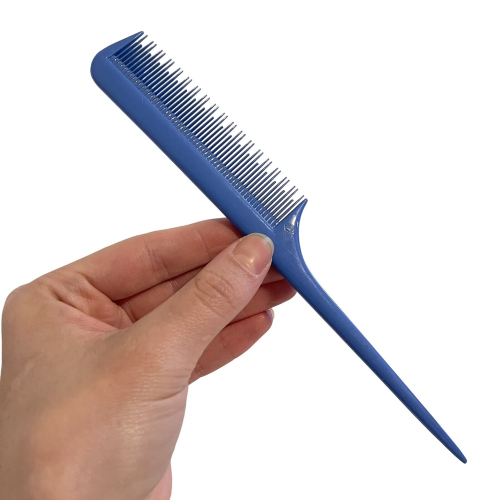 Vintage Lady's Purse Comb Inches Blue Plastic‎ Rat Tail USA